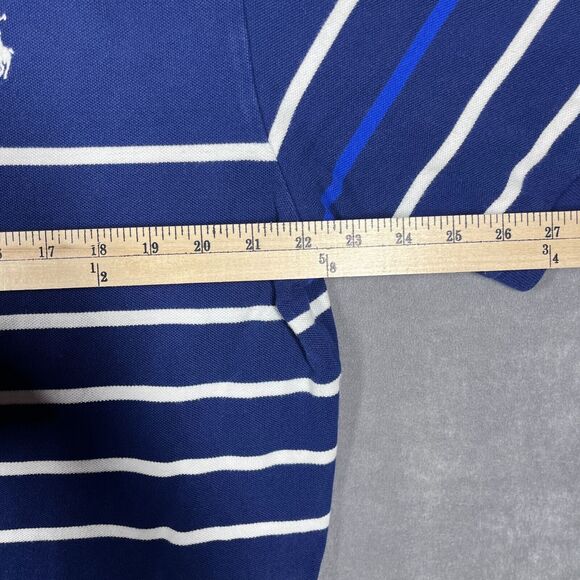 VTG Polo Ralph Lauren Golf Shirt Men's 2XL Blue Striped Performance Short Sleeve - Picture 4 of 6